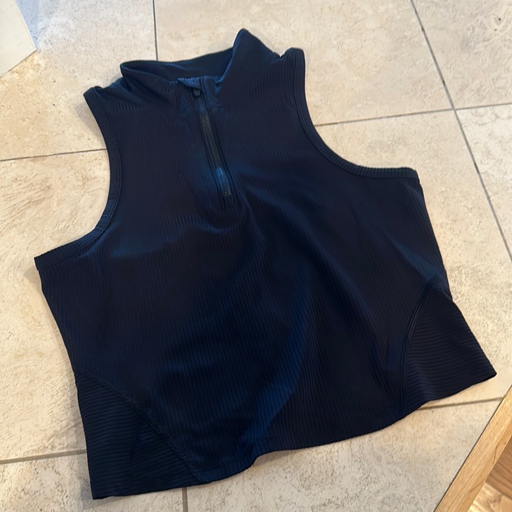Lululemon Rib Zip-Front Cropped Run Tank Top
